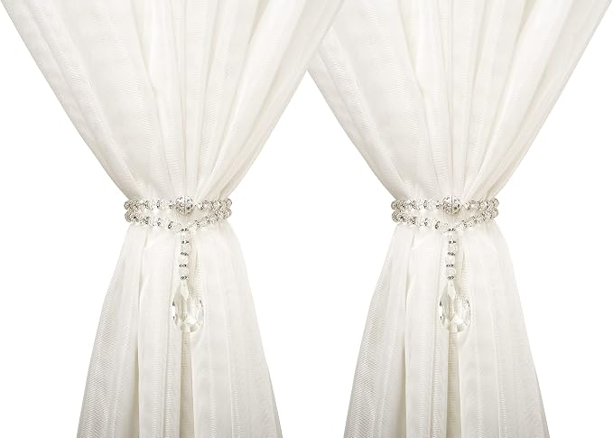 SUQ I OME 1 Pair of Luxury Crystal Beaded Magnetic Curtain Tieback and Holdback by SUQIOME