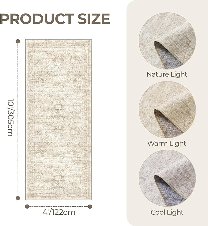 4x10 Runner Rug, Washable Hallway Runner Rug - Image 2