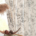 jinchan Linen Blend Curtain Floral Curtains by JINCHAN