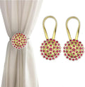 Magnetic Tiebacks for Curtains, 2 Pack Sparkling Crystal Flower Curtain by FOZUBOYO