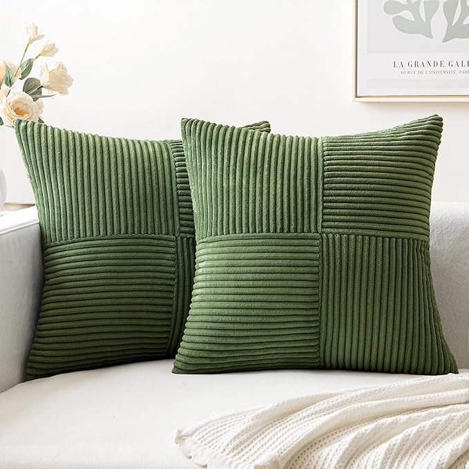 MIULEE Moss Green Decorative Euro Sham Pillow Covers 24x24 Inch by MIULEE