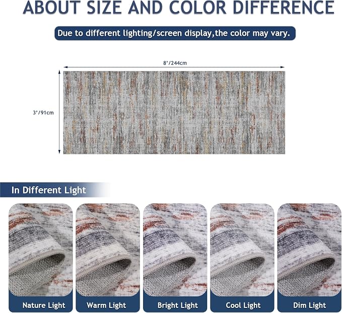 3x8 Runner Rug Non Slip Washable Rugs - Image 2