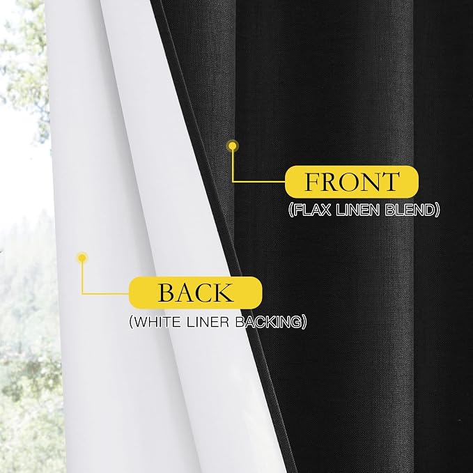 NICETOWN Vintage Open Linen Weave Flax Thermal Curtains, 100% Blackout Curtains - Image 6