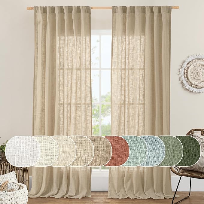LAMIT Brown Linen Curtains 84 inches by LAMIT