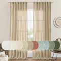 LAMIT 102 Inch Length Light Filtering Sheer Linen Curtains, Linen Textured Semi by LAMIT