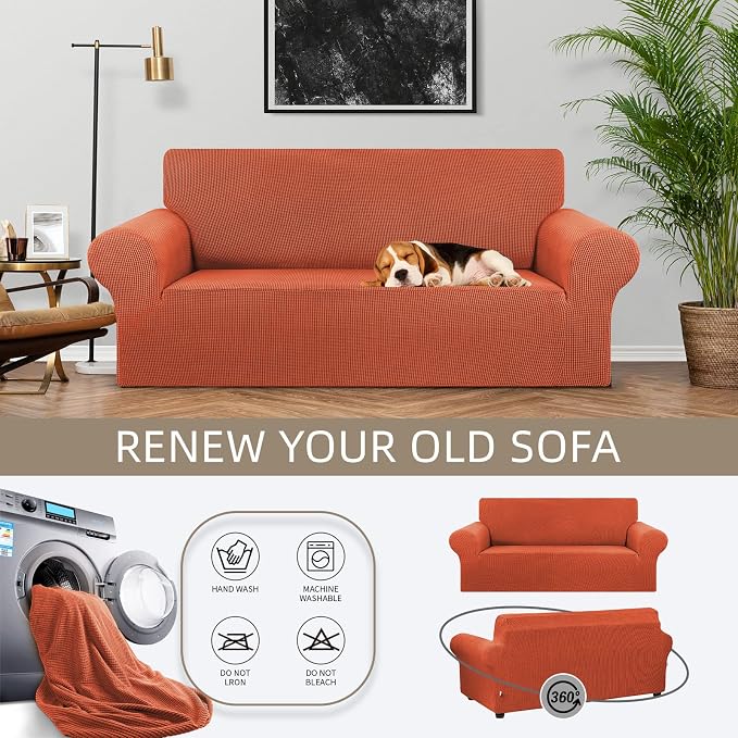 KEKUOU Stretch Loveseat Sofa Cover Slipcover, Couch Covers - Image 3