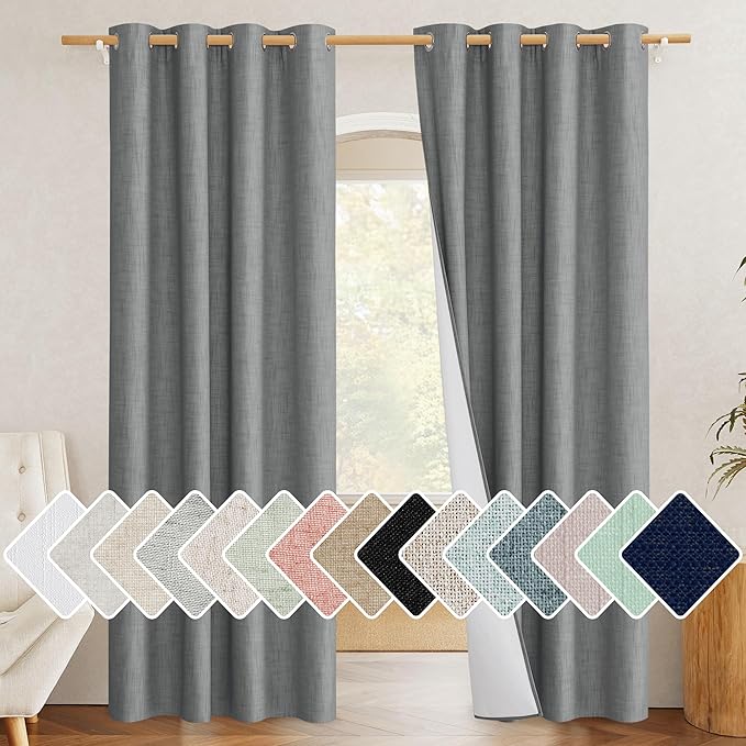 NICETOWN 100% Absolutely Blackout Linen Curtains by NICETOWN
