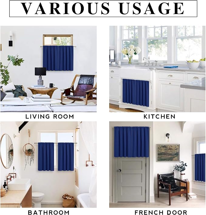 RYB HOME Basement Bathroom Kitchen Cafe Blackout Privacy Curtains, Short - Image 7