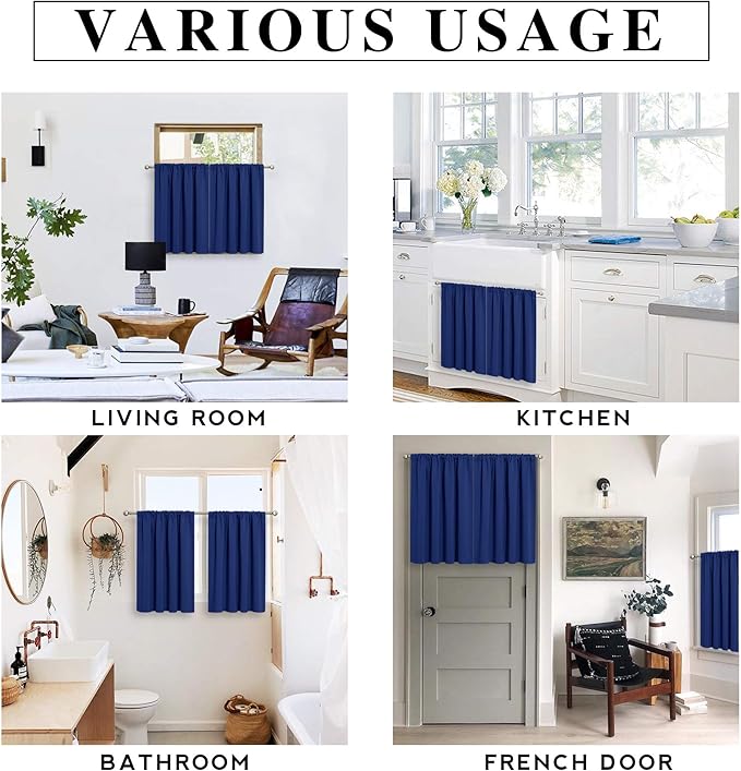 RYB HOME Blackout Cafe Curtains 30 inch Length, Short Light UV Heat Blocking - Image 6