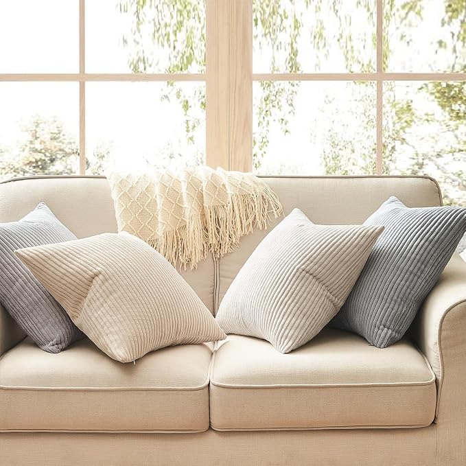 Topfinel 4 Packs Neutral Decorative Throw Pillows Covers 26x26 Inch - Image 4