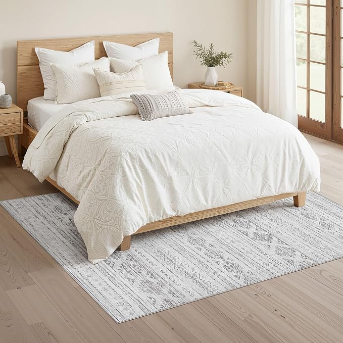 Nakagishi 4x6 Area Rugs Living Room: Washable Boho Large Neutral Soft Farmhouse - Image 4