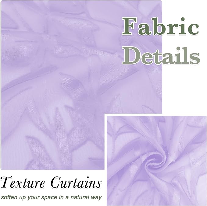Lecloud Leia Light Purple Sheer Curtains 14 Inch Length 2 PCS, Dual Rod Pockets - Image 8