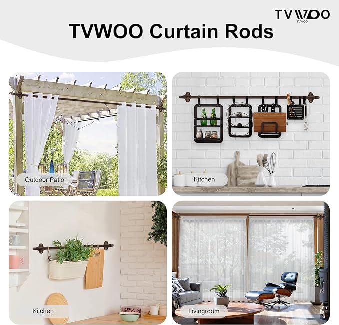 TVWOO Bronze Wrap Around Curtain Rods:5/8 Inch Blackout Adjustable Window - Image 6