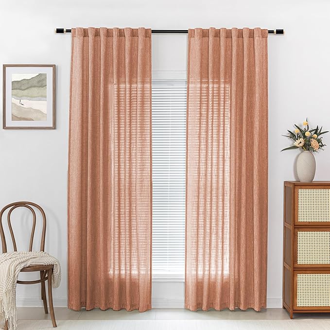 MYSKY HOME 90 Inch Burnt Orange Curtains - Image 2
