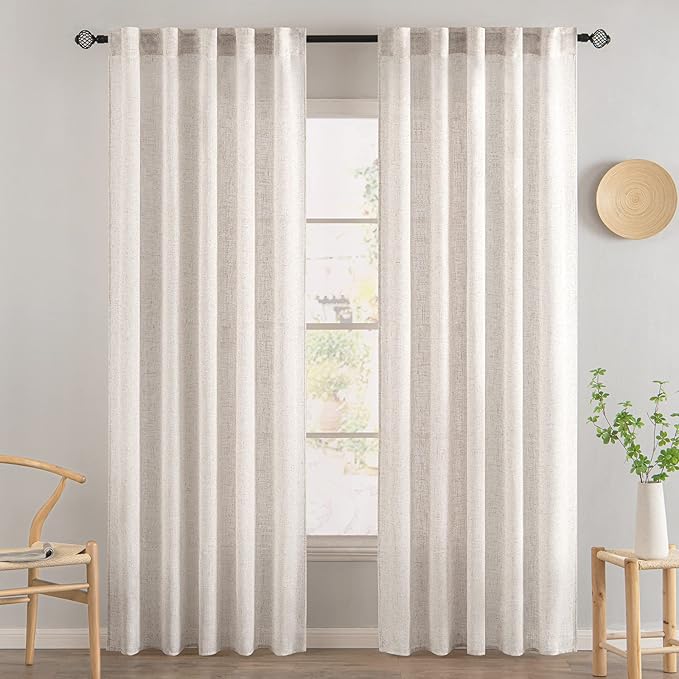 MIULEE White Linen Curtains 84 Inch Length - Image 2