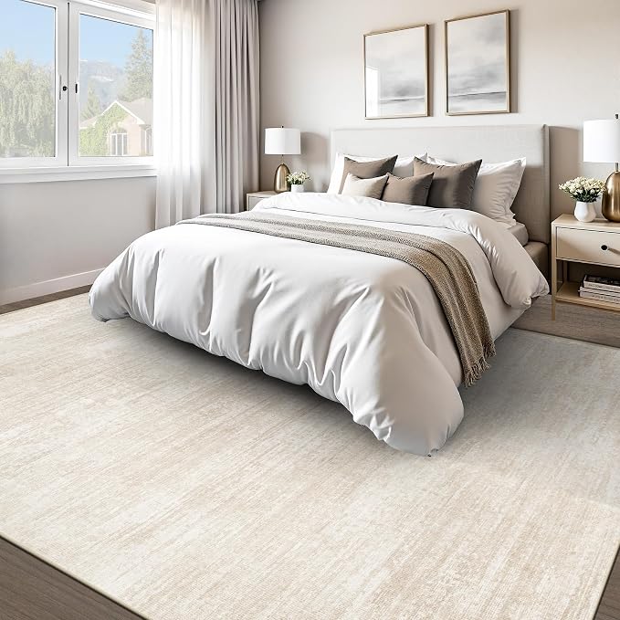 Area Rugs 9x12 for Living Room: Washable Rug Modern Abstract Neutral Soft - Image 2