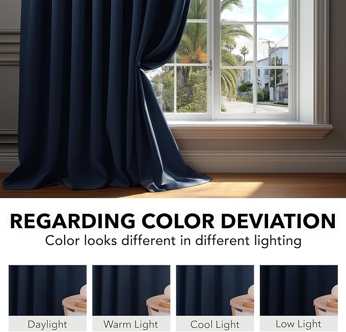 Deconovo Blackout Curtains, Thermal Insulated, W52 x L108 2 Panels, Back Tab - Image 6