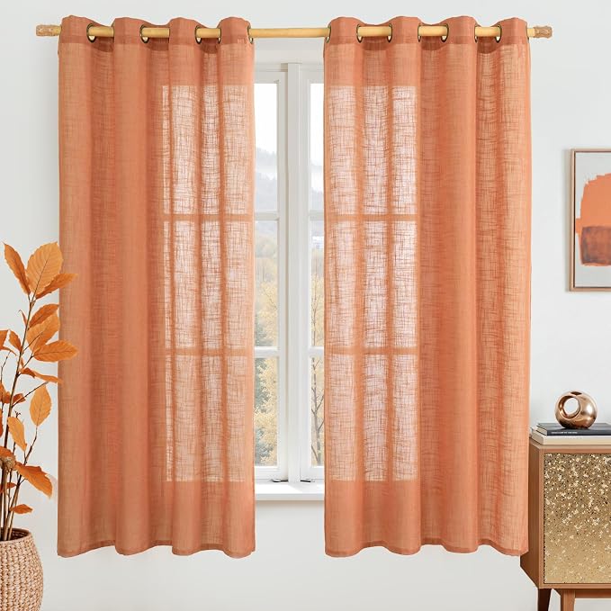 LAMIT Sheer Linen Curtains 63 Inch by LAMIT