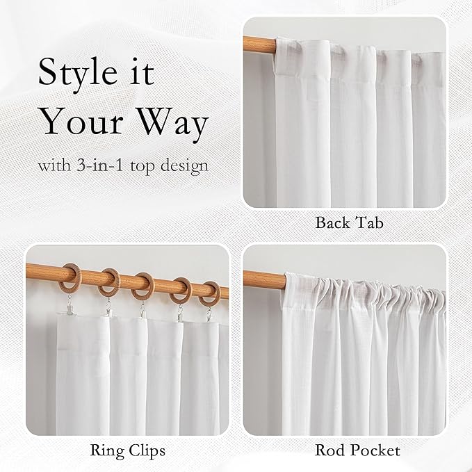 MYSKY HOME Short White Curtains - Image 4
