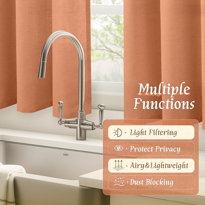 LAMIT Terracotta 48 Inch Linen Curtains - Image 9