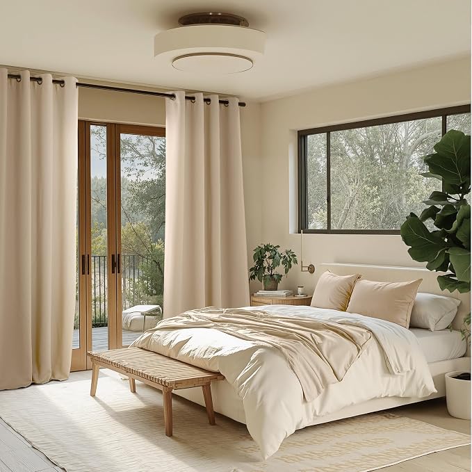 NICETOWN Room Darkening Draperies Curtains Panels, 2 Panels Biscotti Beige W52 - Image 2