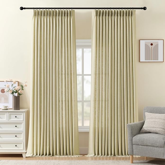IVAPUPU Pinch Pleated Linen Curtains 102 Inches Long 2 Panels by IVAPUPU