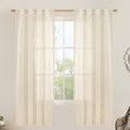 LAMIT Semi Sheer Beige Linen Curtains 72 inch Length, Light Filtering Panels by LAMIT