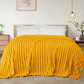 Exclusivo Mezcla Queen Size Flannel Fleece Blanket, Super Soft Striped Jacquard by ExclusivoMezcla