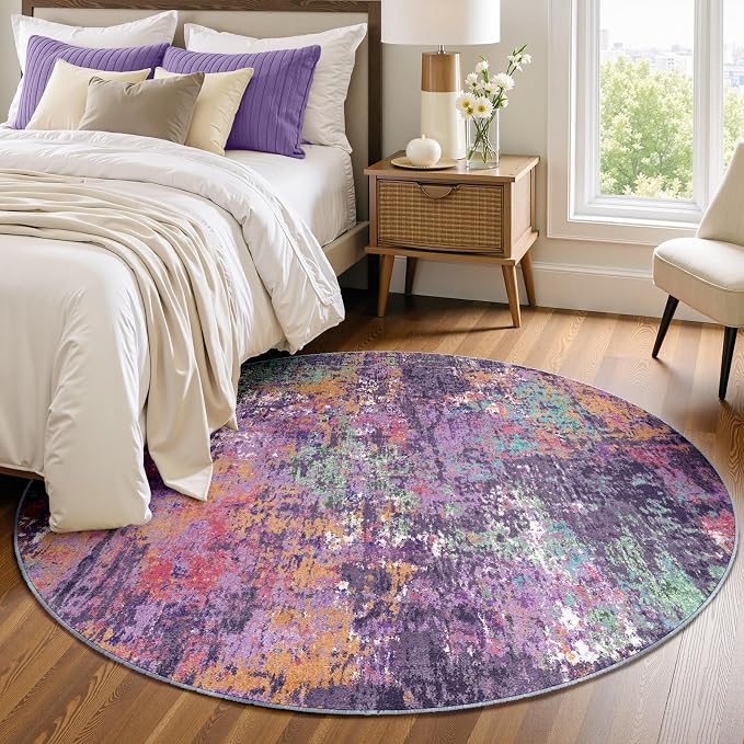 Washable Area Rugs 4ft Non-Slip Modern Abstract Soft - Image 2