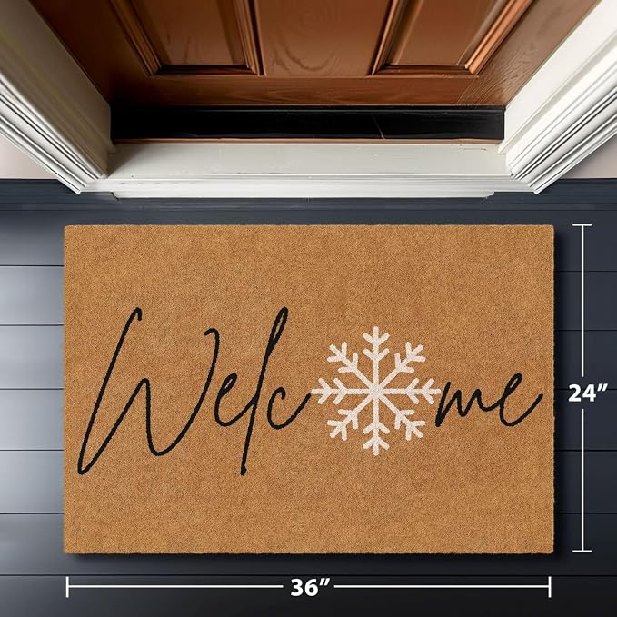 Barnyard Designs Natural Coco Coir Christmas Doormat - Image 3