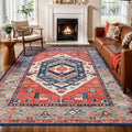 SERISSA Washable Rugs 6x9 Area Rugs, Large Non-Slip Boho Living Room Rust Rug by SERISSAHomeDecorCollection