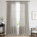 Silver Gery Linen Curtains 96 Inches by Nanspring