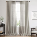 Nanspring Silver Grey Linen Curtains 90 Inch 2 Panels by Nanspring