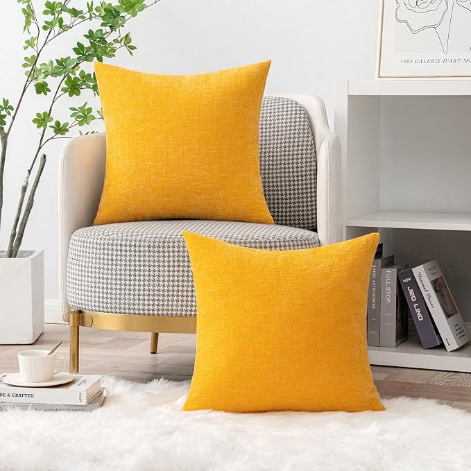 MIULEE Pack of 2 Couch Throw Pillow Covers 18x18 Inch Soft Goose Yellow - Image 5