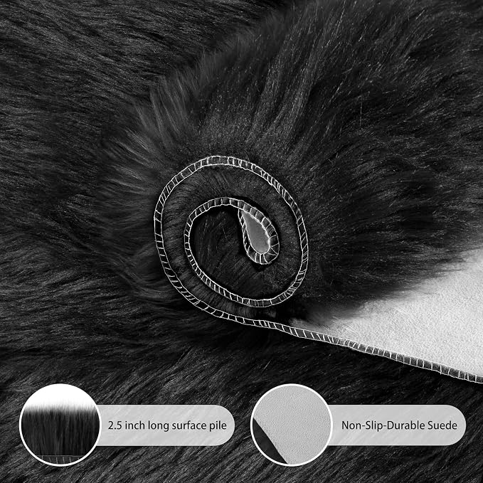Ciicool Ultra Soft Faux Sheepskin Fur Rug Fluffy Chair Rug - Image 5
