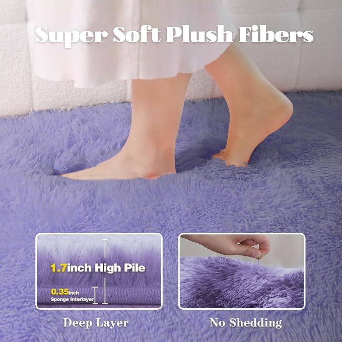 2x6 Runner Rug for Bedroom: Fluffy Shag Soft Washable Rugs Small Fuzzy Plush - Image 3