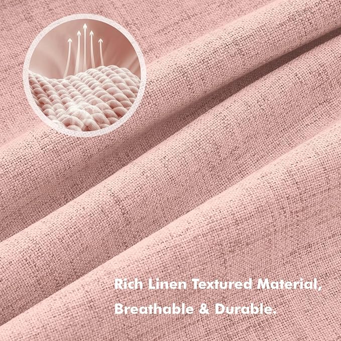 MIULEE 100% Blackout Linen Curtains 42 x 84 Inch Blush Pink 2 Panels | Thermal - Image 3