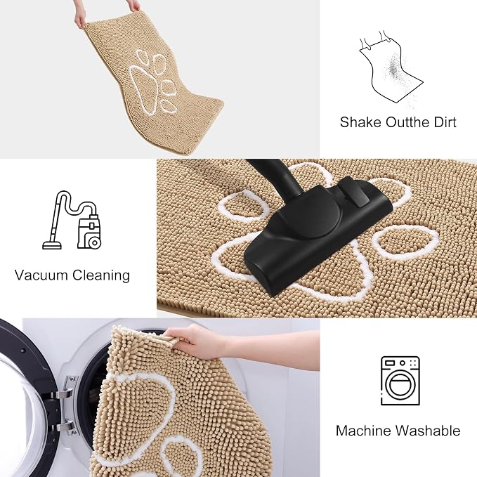 Smiry Dog Door Mat for Muddy Paws, Absorbent Dirt Trapper Non Slip Quick Dry - Image 6