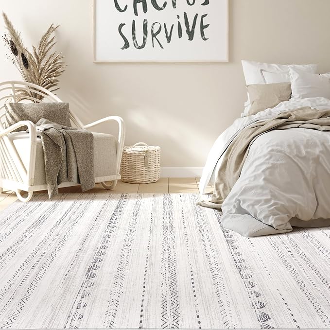 Nakagishi 10x14 Area Rugs Living Room: Washable Boho Large Neutral Modern Soft - Image 6