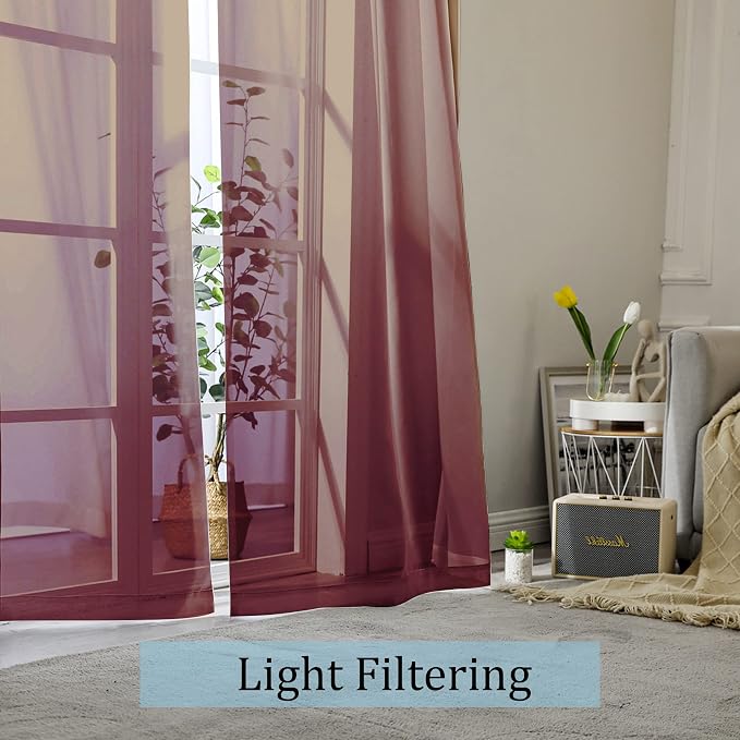OWENIE Sheer Curtains, Sheer Curtains 84 inch Length 2 Panels Set, Rod Pocket - Image 2