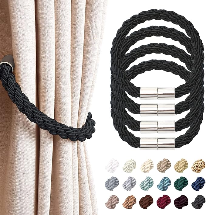 NICEEC 4 Pack Strong Magnetic Curtain Tiebacks Modern Simple Style Drape Tie by NICEEC