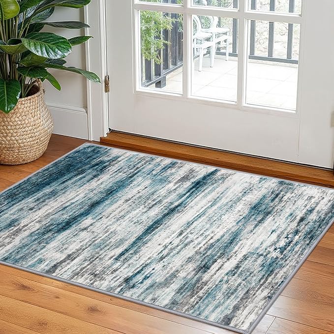 KOZYFLY Modern Abstract Small Area Rugs 2x3, Washable Kitchen Rug Non-Slip Soft by KOZYFLY