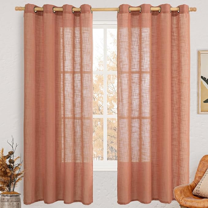 LAMIT Terracotta 72 inch Linen Curtains 2 Panels Set by LAMIT