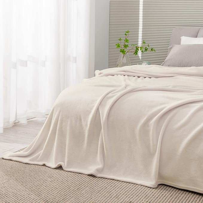 BEDELITE Fleece Blankets Queen Size Beige Throw Blankets by BEDELITE
