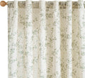 Lazzzy Green Floral Curtains 84 Inch Length Linen Farmhouse Curtain Back Tab by Lazzzy