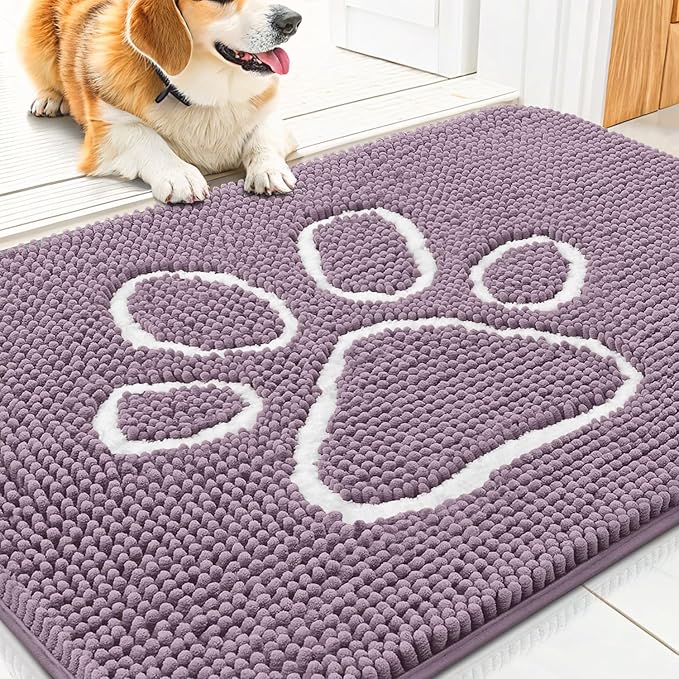 Smiry Dog Door Mat for Muddy Paws, Absorbent Dirt Trapper Non Slip Quick Dry by Smiry
