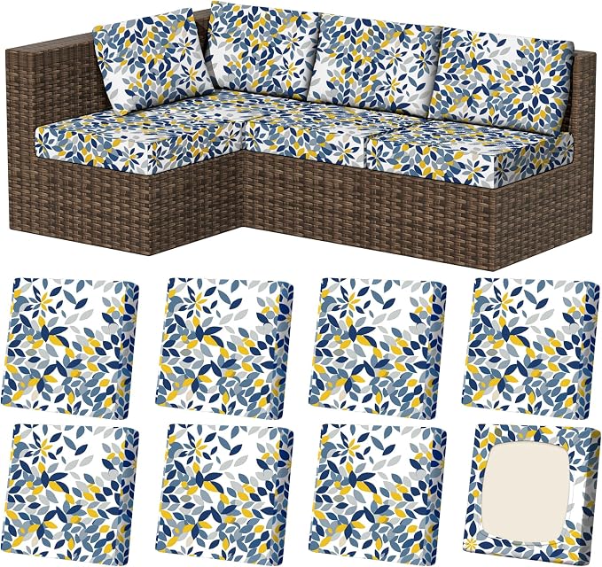 8Pcs Stretch Patio Cushion Covers, Outdoor Couch & Sofa Replacement Slipcovers by VORSHAPE