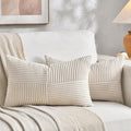 Fancy Homi 2 Packs Cream Lumbar Decorative Throw Pillow Covers 16x26 Inch by Fancy+Homi