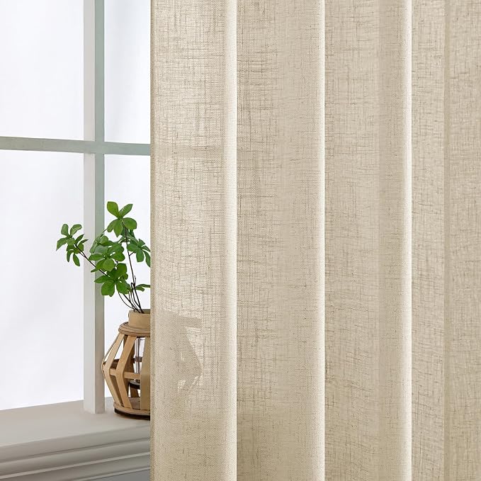 MIULEE Linen Curtains 90 Inch Length 2 Panels - Image 5