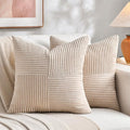 Fancy Homi 2 Packs Tan Decorative Throw Pillow Covers 22x22 Inch by Fancy+Homi